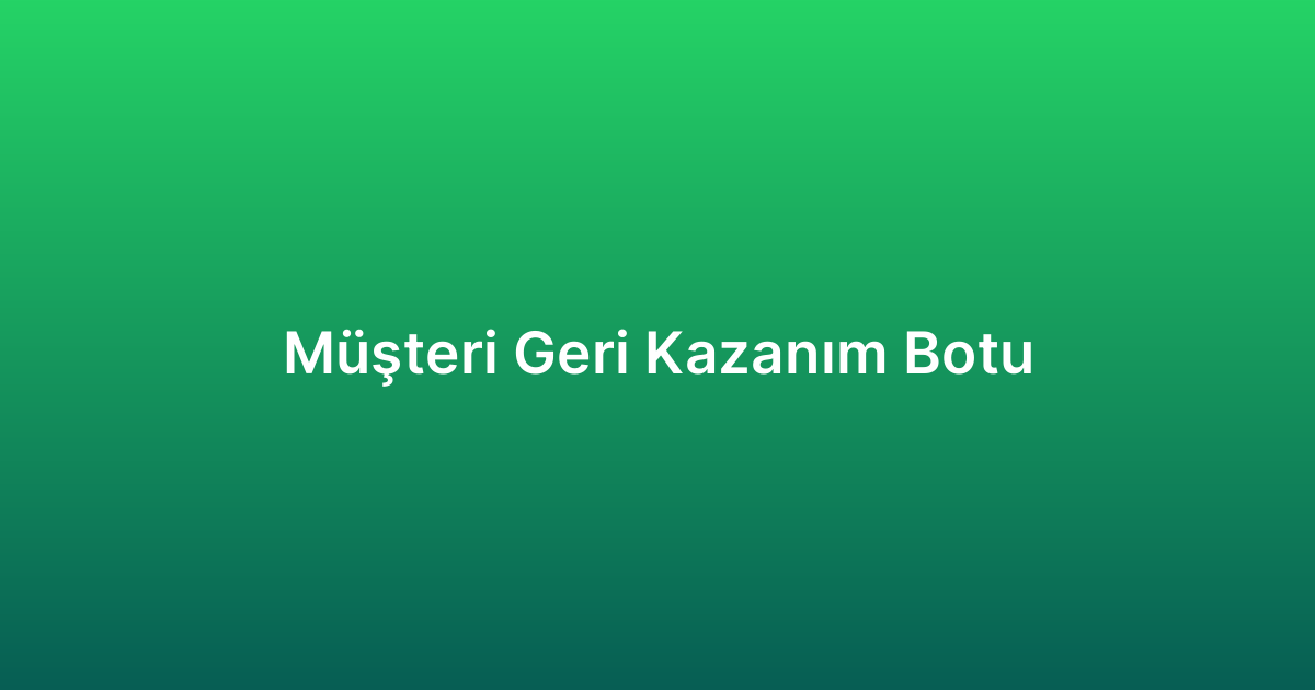 Müşteri Geri Kazanım Botu