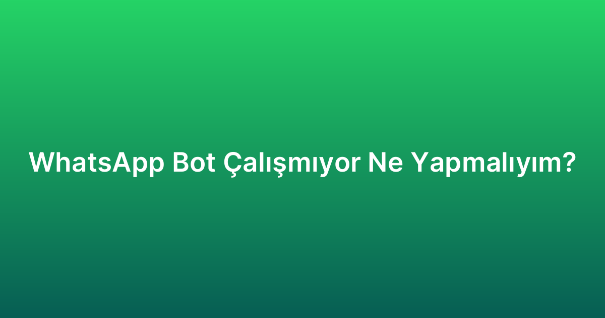WhatsApp Bot Çalışmıyor Ne Yapmalıyım?