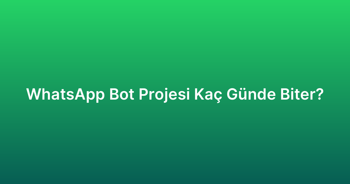WhatsApp Bot Projesi Kaç Günde Biter?