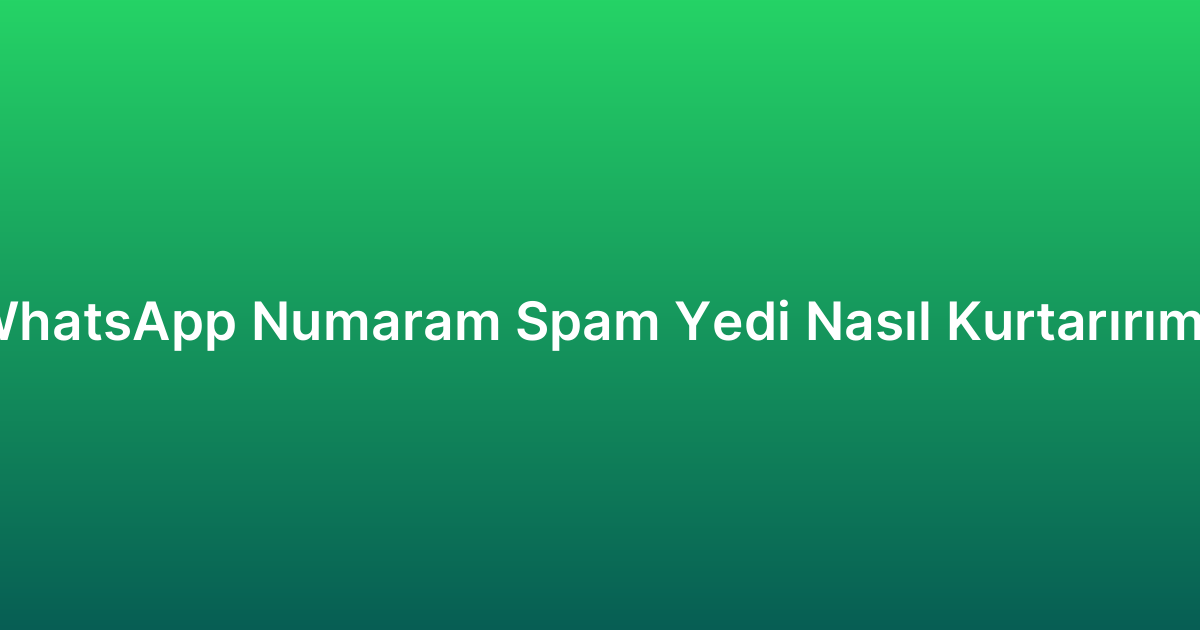 WhatsApp Numaram Spam Yedi Nasıl Kurtarırım?