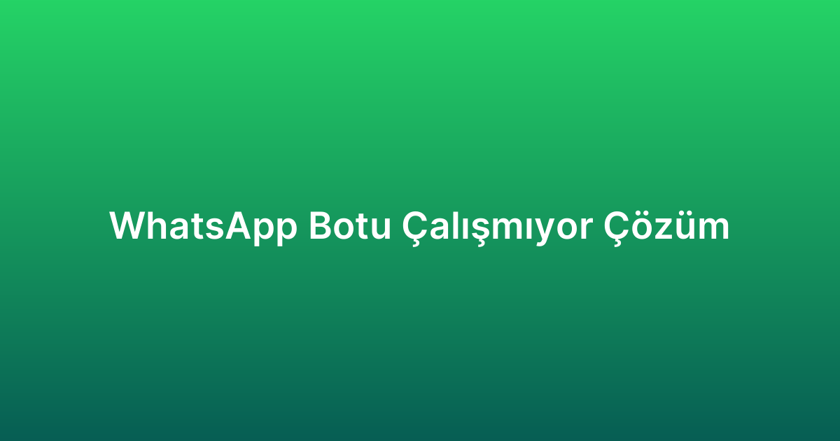WhatsApp Botu Çalışmıyor Çözüm