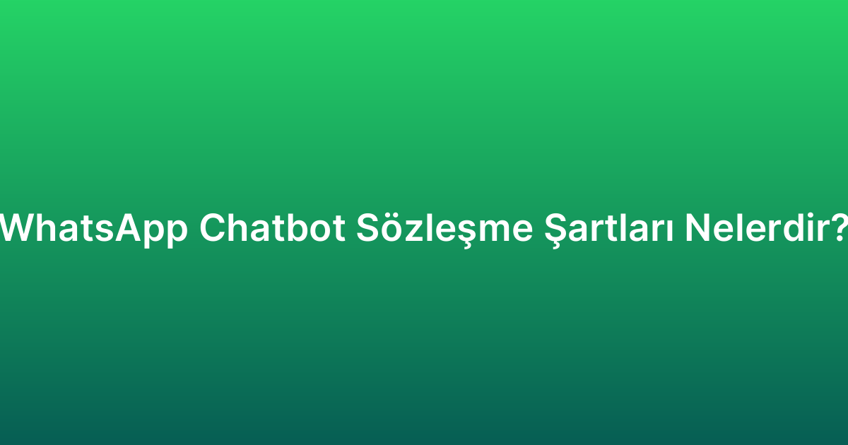 WhatsApp Chatbot Sözleşme Şartları Nelerdir?