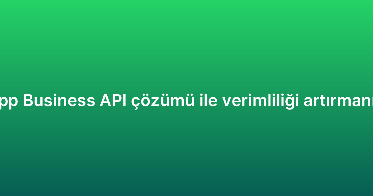 WhatsApp Business API çözümü ile verimliliği artırmanın yolları
