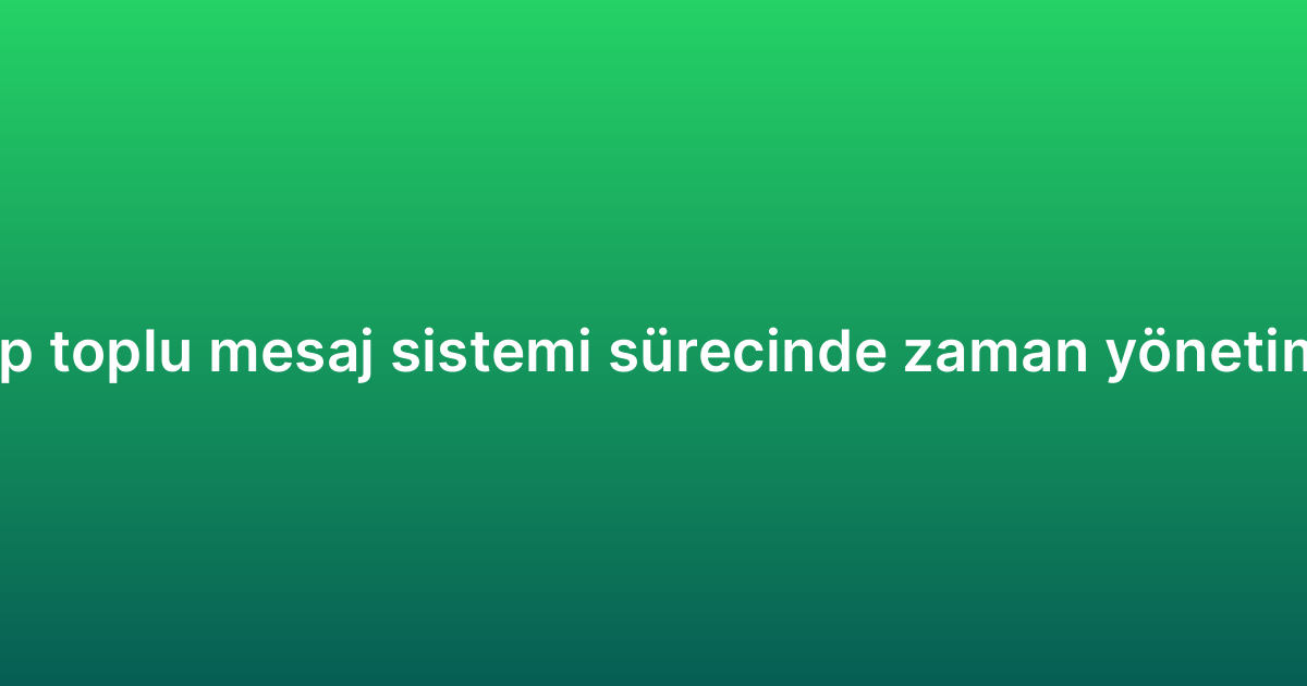 WhatsApp toplu mesaj sistemi sürecinde zaman yönetimi ipuçları